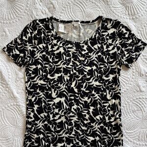 J. Crew Black and White Patterned Short Sleeve Tee